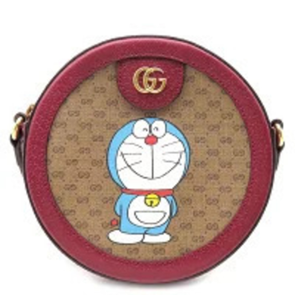 Gucci Shoulder Bag Doraemon Collaboration GG Supreme Leather Canvas Beige Red